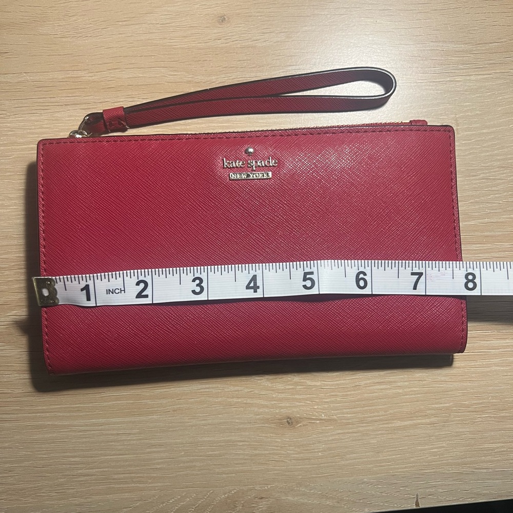 Kate Spade Cherry Red Saffiano Leather Clutch Wristlet Wallet